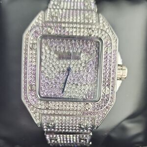 Silver and Purple Crystal Watch